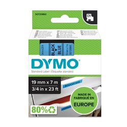 Dymo D1 Label Tape 19mm x 7m Black on Blue