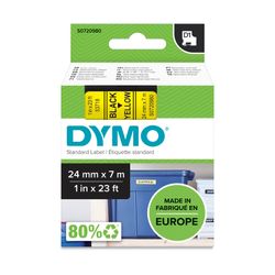 Dymo D1 Label Tape 24mm x 7m Black on Yellow