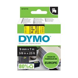 Dymo D1 Label Tape 9mm x 7m Black on Yellow