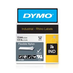 Dymo Rhino Tape Flexible Nylon 12mm x 3.5M Black On White