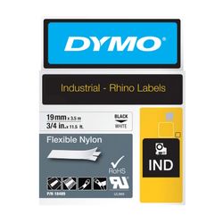 Dymo Rhino Tape Flexible Nylon 19mm x 3.5M Black On White