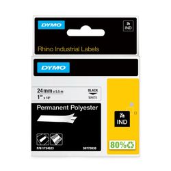 Dymo Rhino Tape Permanent Polyester 24mm x 5.5M Black On White