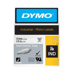 Dymo Rhino Tape Heat Shrink Tube 12mm x 1.5M Black On White