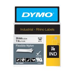 Dymo Rhino Tape Flexible Nylon 24mm x 3.5M Black On White