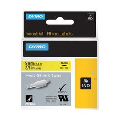 Dymo Rhino Tape Heat Shrink Tube 9mm x 1.5M Black On Yellow