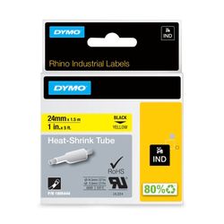Dymo Rhino Tape Heat Shrink Tube 19mm x 1.5M Black On Yellow