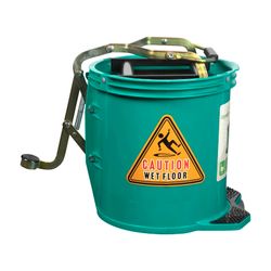 Cleanlink Mop Bucket Heavy Duty Metal Wringer 16 Litre Green
