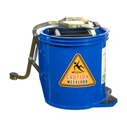 Cleanlink Mop Bucket Heavy Duty Metal Wringer 16 Litre Blue