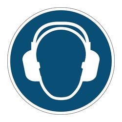 Durable Self Adhesive Floor Marking Safety Sign Use Ear Protection Blue