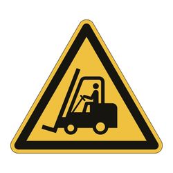 Durable Self Adhesive Floor Marking Safety Sign Caution! Forklifts Yellow