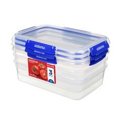 Sistema Klip It Plus Rectangular Food Storage Container 2.2L Pack 3