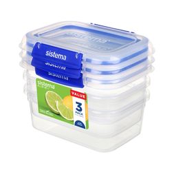 Sistema Klip It Plus Rectangular Food Storage Container 1L Pack 3