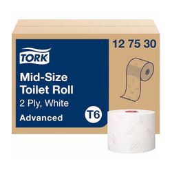 Tork Toilet Paper Mid Size Roll 127530 T6 Advanced 2ply 100m Ctn27
