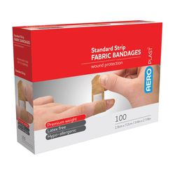 Aeroplast Strip Adhesive Premium Fabric Standard 7.2X1.9cm Box 100