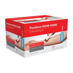 Aerowipe 10% Povidone Iodine Swabs 60 x 33mm Box 100