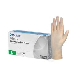 Vitals Vinyl Powder Free Gloves Clear Large Bx100