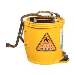 Cleanlink Mop Bucket Heavy Duty Metal Wringer 16 Litre Yellow