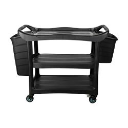 Cleanlink Utility Trolley With Buckets Black