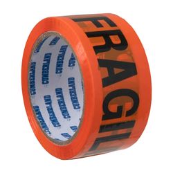 Cumberland Fragile Tape Fluoroescent Orange/Black 48mm x 66M Pack 6