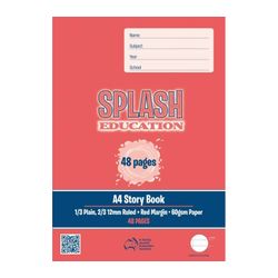 Splash Story Book A4 1/3 Plain 2/3 12mm Solid Ruled With Margin 48 Page