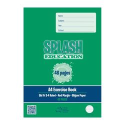 Splash Exercise Book A4 Qld Year 3/4 Ruled With Margin 48 Page