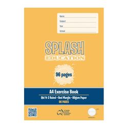 Splash A4 96pg Qld Yr2 Ruled Exercise Book