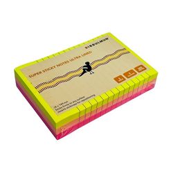 Bibbulmun Super Sticky Notes Ultra Lined 98mm x 149mm 3 Neon Colours 300 Sheets