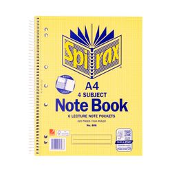 Spirax 606 4 Subject Notebook A4 320 Page