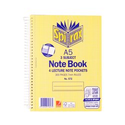Spirax 572 A5 3 Subject Notebook with 300 Pages