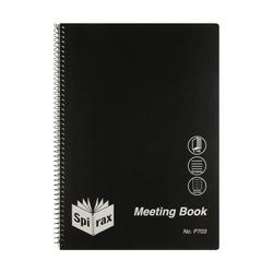 Spirax P703 Meeting Book A4 140 Page Black PP Cover