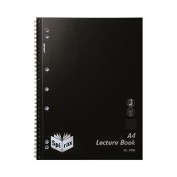 Spirax P906 Lecture Notebook A4 140 Page PP Black S/O