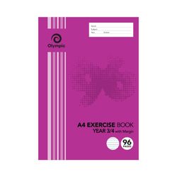 Olympic Exercise Book QLD Year 3/4 with Red Margin A4 96 pages
