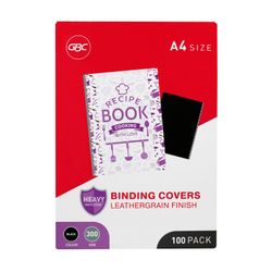 Gbc Binding Cover A4 Leathergrain 300gsm Black Pack 100