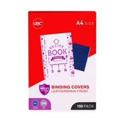 Gbc Binding Cover A4 Leathergrain 300gsm Blue Pack 100