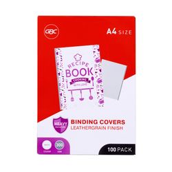 Gbc Binding Cover A4 Leathergrain 300gsm White Pack 100