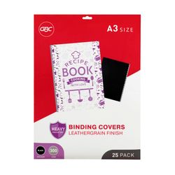 Gbc Binding Cover A3 Leathergrain Black Pack 25