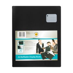 Marbig Professional Refillable Display Book 20 Pocket Black