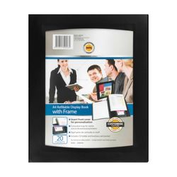 Marbig Professional Refillable Display Book 20 Pocket With Frame Black