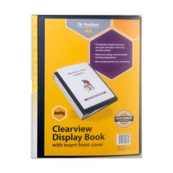 Marbig Clearview Display Book A4 76 Pocket With Tabs Non-Refillable Black