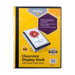 Marbig Clearview Display Book A4 100 Pocket With Tabs Non-Refillable Black