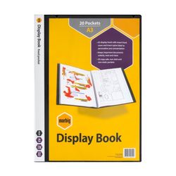 Marbig Display Book A3 Insert Front Cover Non Refillable 20 Pocket Black