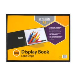 Marbig Display Book With Insert Cover Landscape A3 20 Pocket Black