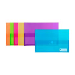 Marbig Polypick Document Wallet Foolscap Assorted Translucent Pack 12