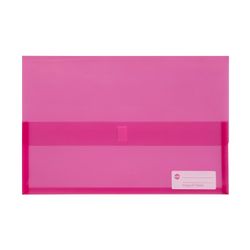 Marbig Polypick Document Wallet Foolscap Translucent Pink - Sold Each (12 per pack)