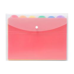 Marbig Document Wallet Button Close With 6 Files Assorted Bright Pack 6