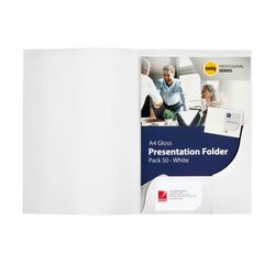 Marbig Professional Series A4 Presentation Folders With Gloss Pack 50 White