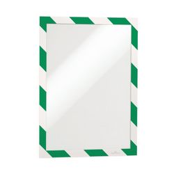 Durable Self Adhesive Sign Holder Security A4 Green/White Pack 2