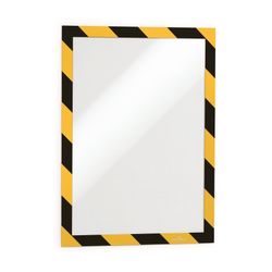 Durable Self Adhesive Sign Holder Security A4 Yellow/Black Pack 2