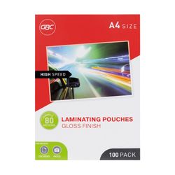 Gbc Laminating Pouch A4 80 Micron Pack 100