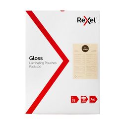 Rexel Laminating Pouch A4 75 Micron Pack 100